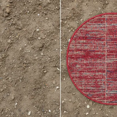 A visibly soiled, matted carpet next to a small, bright, freshly shampooed spot, highlighting the dramatic difference deep cleaning makes.